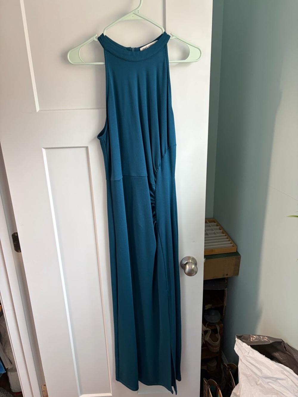 Teal Halter Maxi Dress w/ ruching